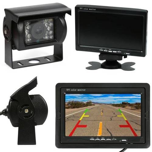 2in1 | PZ607 PZ470 | Set of 12 / 24V - 18IR 12-24 reversing camera with a monitor 7 "TFT LCD with remote control