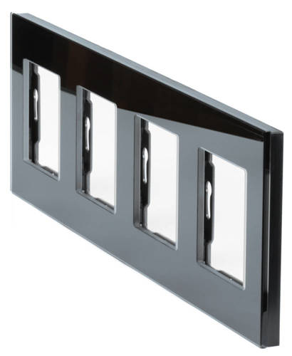 SC80-4 | Quadruple frame for 230V socket | Tempered glass | Black
