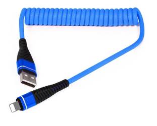 AM32 | 1M Lightning Spiral Kabel | elastisches Nylon Handy USB Ladekabel QC 3.0 2.4A für iPhone