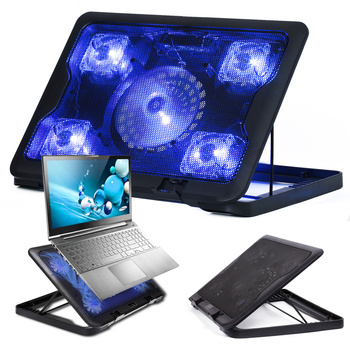 C5-BLACK | Laptop Kühlständer 12-17 "| 5 Fans | USB-Hub | LED