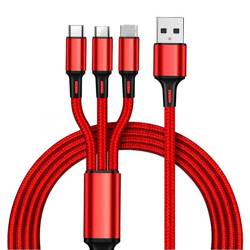 UC08-1.2M | 3 in 1 | 1.2M Kabel für Micro USB, USB C, Lightning Gerät | Nylon Handy Ladekabel QC 3.0
