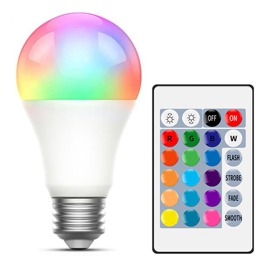 A70-RGB-12W | RGB-LED-Lampe 16 Farben | E27-Gewinde | Kugel | IR-Fernbedienung