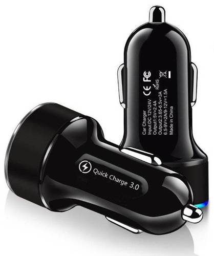 CA-003 | 2x USB-Auto-Schnellladegerät mit LED-Anzeige | Schnellladung 3.0 | Voltmeter