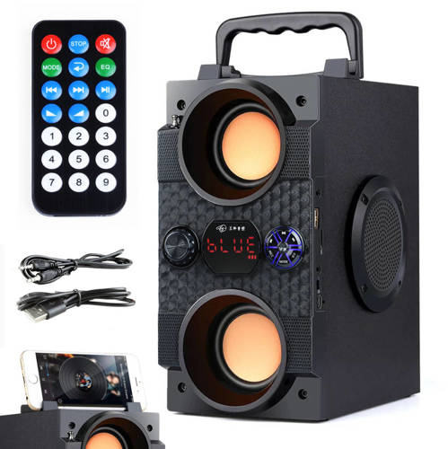 SP-A25 | Tragbarer Bluetooth-Lautsprecher | 4 Lautsprecher, Holzgehäuse | Mikrofoneingang und Karaoke-Modus