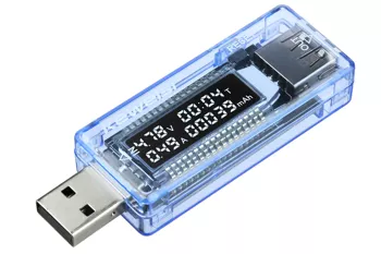 KWS-V20-BLUE | Woltomierz cyfrowy | Tester USB | Miernik napięcia oraz poboru prądu | Multifuncyjne  urządzenie  sprawdzające pojemność baterii 