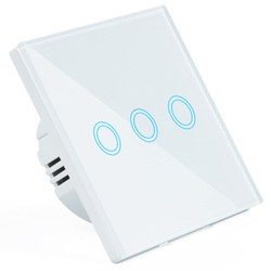 SW86-3 | Potrójny włącznik światła dotykowy | szkło hartowane | biały