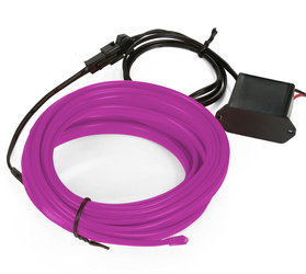 Zestaw El Wire Fioletowy 4M - Światłowód Ambient Light EL Wire z dołączonym inverterem 12V
