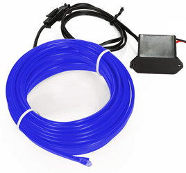 Zestaw El Wire Niebieski 1M - Światłowód Ambient Light EL Wire z odzielnym inverterem 12V