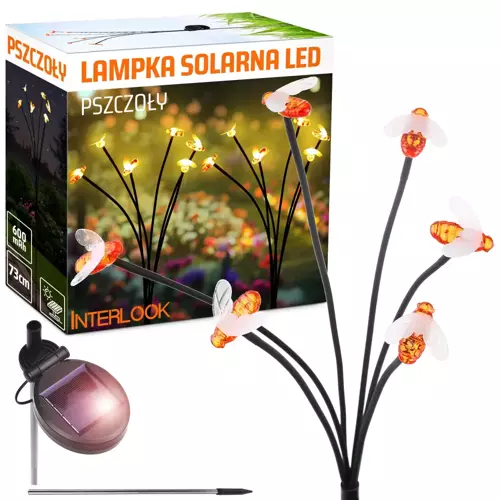 FLD-02-W | Ogrodowa lampa solarna LED pszczoły | 73cm, 600mAh