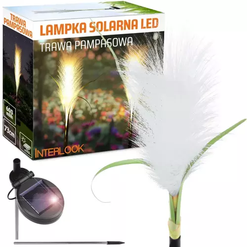 FLD-04-W | Kwiatek solarny | Ogrodowa lampa solarna LED Trawa pampasowa | 73 cm, 600 mAh