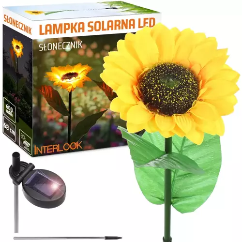 FLD-21-YELLOW | Kwiatek solarny | Ogrodowa lampa solarna LED Słonecznik | 68 cm, 600 mAh
