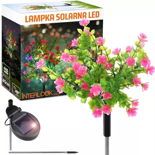 FLD-31-PINK | Kwiatek solarny | Ogrodowa lampa solarna LED | 65 cm, 600 mAh