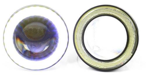 LED 890 | 2 szt - Komplet lamp przeciwmgielnych z wbudowanymi Ringami Angel Eyes LED DRL | okrągłe ø 89 mm