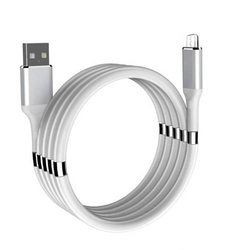 SN01-1M-Micro-White | Łatwozwijalny kabel USB do szybkiego ładowania | Quick Charge 3.0