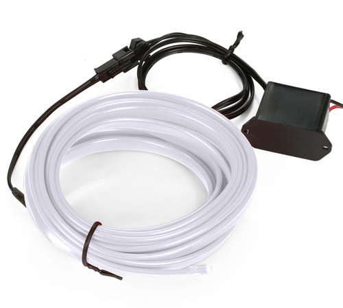 Zestaw El Wire Biały zimny 2M - Światłowód Ambient Light EL Wire z odzielnym inverterem 12V