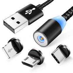 AM23 | 3in1 1M | Cablu de incarcare USB magnetic pentru telefon | Încărcare rapidă 3.0 2.4A