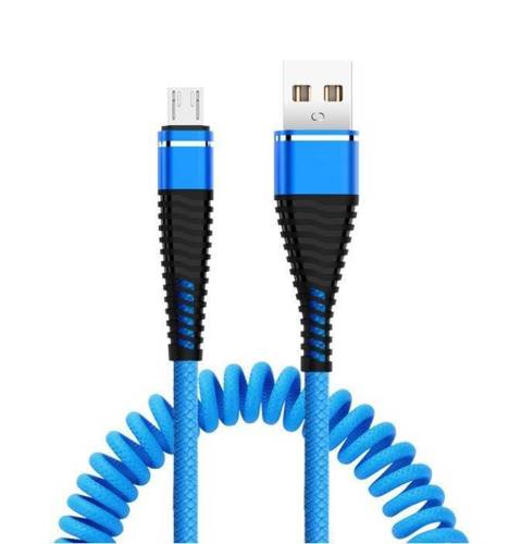 AM32 | Micro USB 1M | Спіральний USB кабель для зарядки телефону | Quick Charge 3.0 2.4A