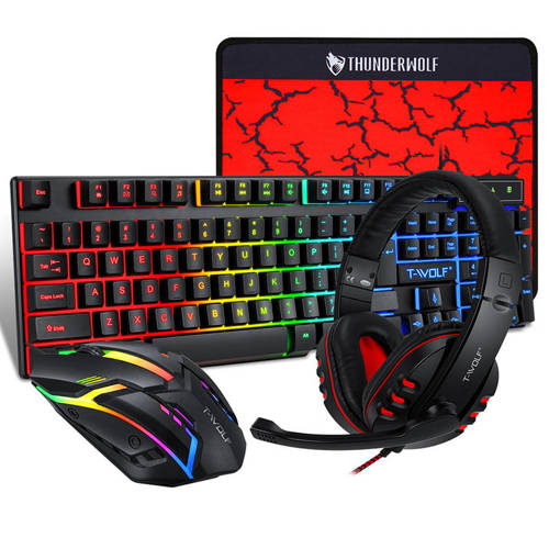 TF800 | Ігровий набір з RGB LED підсвічуванням, клавіатура, мишка, гарнітура, планшет